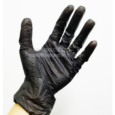 China Medical Stretch Powder Free Black Vinyl Gloves