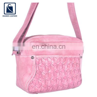 Latest Collection of Swiss Cotton Lining Zipper Closure Type Genuine Leather Sling Bag from Indian Manufacturer
