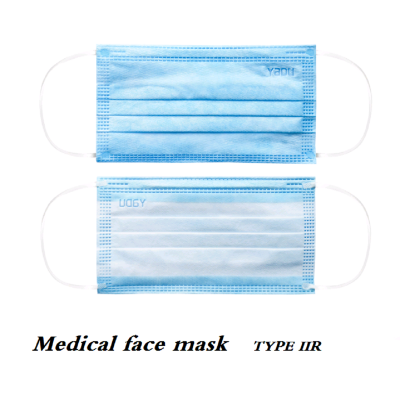 Surgical mask / sterilized or non sterilized / three layer protection / plane ear hook type / Type IIR