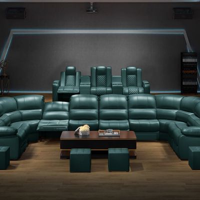 High-end home theater sofa leather audio-visual room KTV electric multi-functional U-shaped corner sofa combination