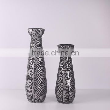 Creative Chinese retro living room European-style home decoration soft silver-white pottery vase flower ornaments crafts