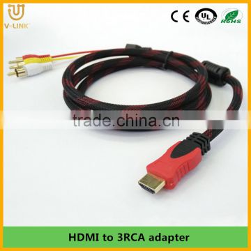 HDMI to 3RCA converter cable with magnet ring