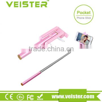 Wholesale Veister selfie-stick mini Handheld selfie stick with aux cable for iPhone