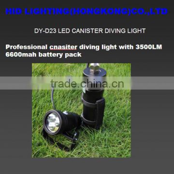 latest design canister diving light,DY-D24,caving diving professional light,3pcs XML2 LED,3500LUMEN,9000mah batterypack,runt pow
