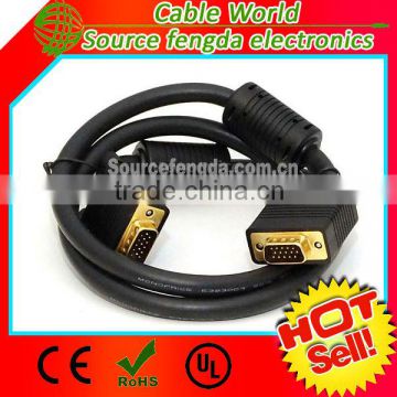 gold plated VGA cable for Monitor/PC/projector with ferrite core