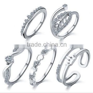 Crystal gold/silver plated dubai rings jewelry 5pc ring knuckle set