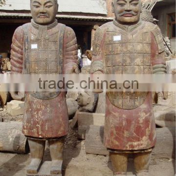 Antique wooden carving statues,Wood Terracotta Warrior sculptures