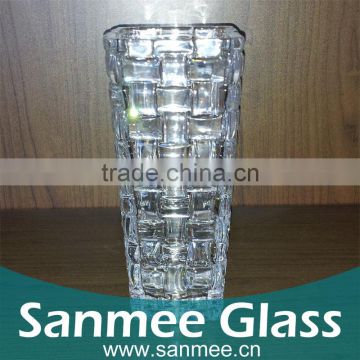 High Quality Clear Knit Embossed Decoration Glass Vase