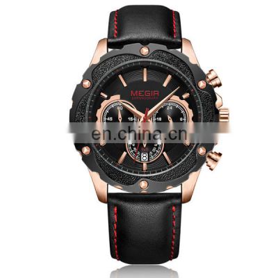 MEGIR 2070 Quality Leather Analog Wristwatch Men Clock Watch For Man Relojes