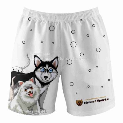 Fashionable Custom Sublimation White Shorts of Cute Dog Pattern