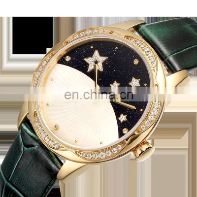 High Quality Brand quartz Watch magnetic starry sky clock diamond watches Lady  Leather Watch Gold Women