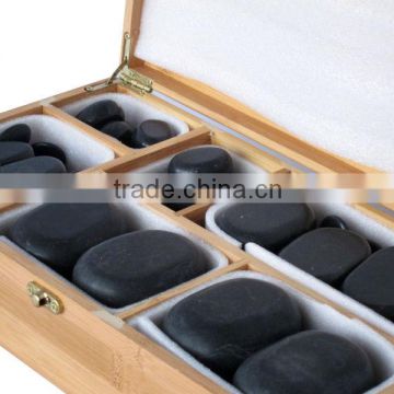 Basalt hot stones , 45pcs/set in bamboo box