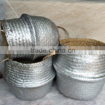 High quality best selling eco-friendly Silver seagrass baskets from Vietnam