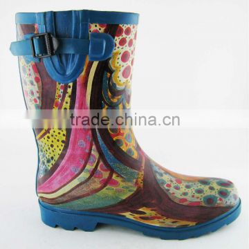 NEW DESIGN Paint print ladies rubber rain boots