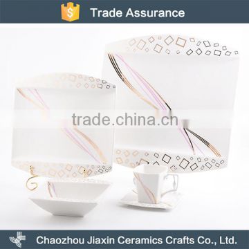 Wholesale square gold decal luxury wedding porcelain dinner set