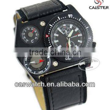 2013 New fashion sport watch for man, temperature & compass function dobule times GTM leather strap sport watch