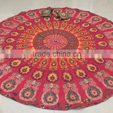 Indian Cotton Round Mandala Beach Throw Roundie Yoga Mat Mandala Tapestry Round Table Cover