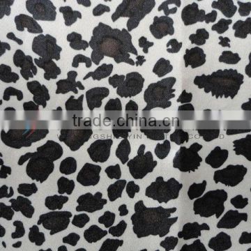 Poly Leopard grain graphics printed satin fabric