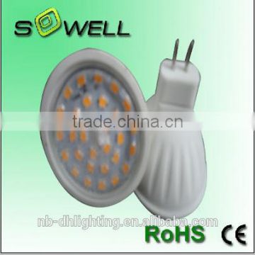 220-240V 4W 2835SMD 21PCS GU5.3 LED lamps, 3000K Plastic+AL 30000H LED lights made in China