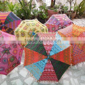 Fashion with Useful Sun Fashion Fabric Umbrellas with Embroidered Work