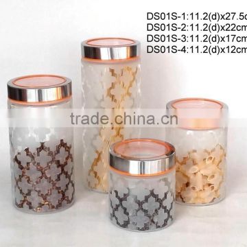 DS01S frosted glass jar with stainless steel lid