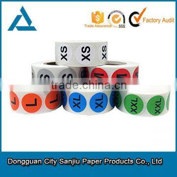 Customized color size S M L print adhesive label