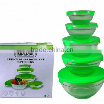 Glass bowl With Green Lids