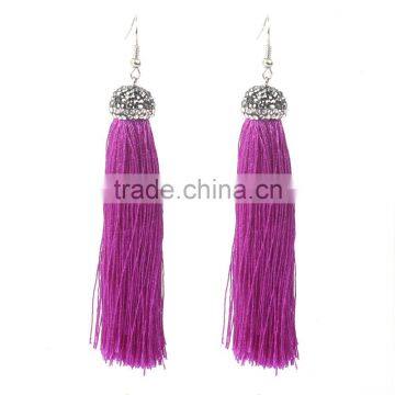 Bohemian long tassel with rhinestone gems earrings for women