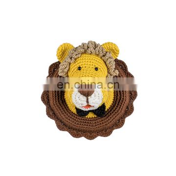Yarncrafts Lion Playful Handmade Home Decor Crocheted Mounted Animal Head Wall Hanging