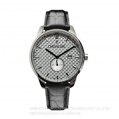Stainless Steel Case Genuine Leather strap Watches Man Fashion Quartz Watch