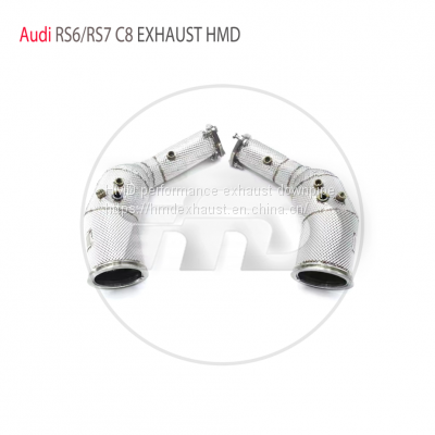 HMD Exhaust System High Flow Performance Downpipe for Audi RS6 RS7 C8 4.0T A8 S8 D5 2019+ With Catalytic Converter Header whatsapp008613189999301