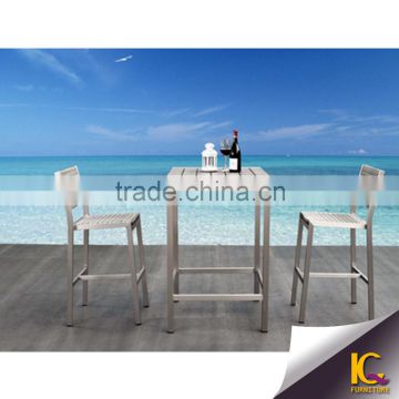 High class garden treasures outdoor furniture bar table and chair plastic wood bar set