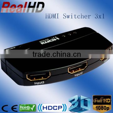 Excellent Sales V1.4a HDMI Switcher 3X1Mini HDMI Switcher With IR From China