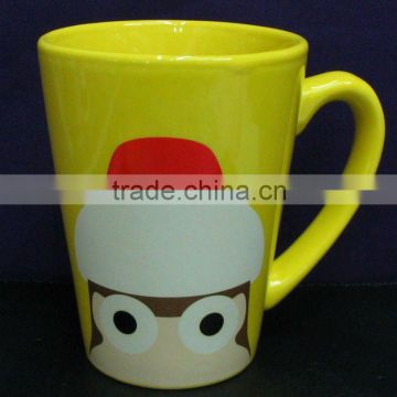 Promotional gifts of V shaped 280ml color glaze porcelain coffee mug