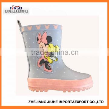 2014 hot kids' cute rubber rain boots with lovely pattern