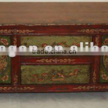 Tibet reclaimed antique solid wood painting tv cabinet
