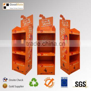 Custom CMYK Printed Paper Material Supermarket Cardboard Floor Display Stand