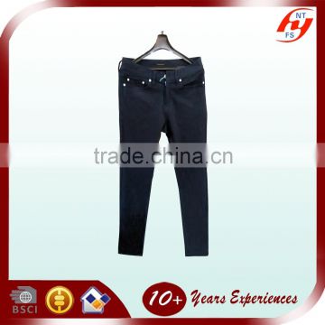 Lady latest design fashion elegant dark blue high waist pencil denim jeans long washed jeans pants for woman