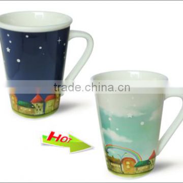 2015 new fashion color changing ceremic mug for promotion