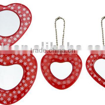 heart shape cosmetic mirror with key chain