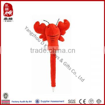 China wholesale stationery animal stuffed plush lobster animal shaped pen
