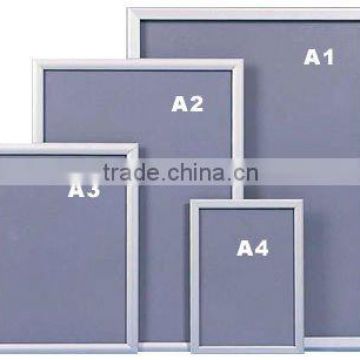 FLY factory price A1,A2,A3,A4 snap poster frame,metal picture frame, A-FRAME silver snap frame