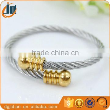 Wholesale Stainless steel Wire Cable Cuff Bracelet With Bangle