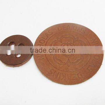 Custom Embossed Logo Button Leather Patch