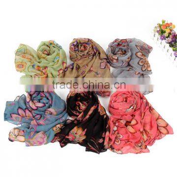 fashion ladies flower polyester scarves