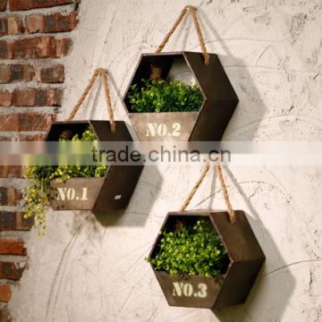 2016 High quality wall hanging houseware decoration wooden flower pot