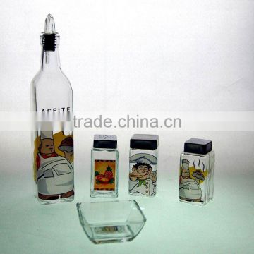 new design:glass oil&vinegar bottle/and glass spice bottle/glass cruet