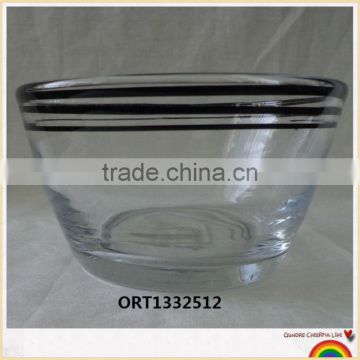Glass bowl with black edge,clear bowl