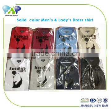 Men's & Lady's uniform dress shirt ,T/C, solid color,opp bag packing---factory
