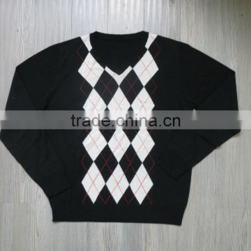 Intarsia jacquard knitting pullover casual men knitted sweater men